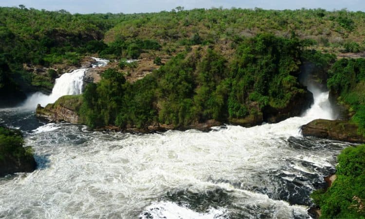 Murchison Falls waterfall on the Nile River, Uganda