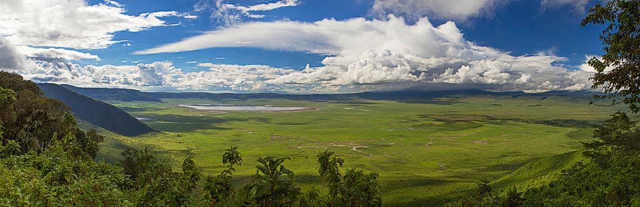 Aerial panoramic view of Ngorongoro Crater, Tanzania